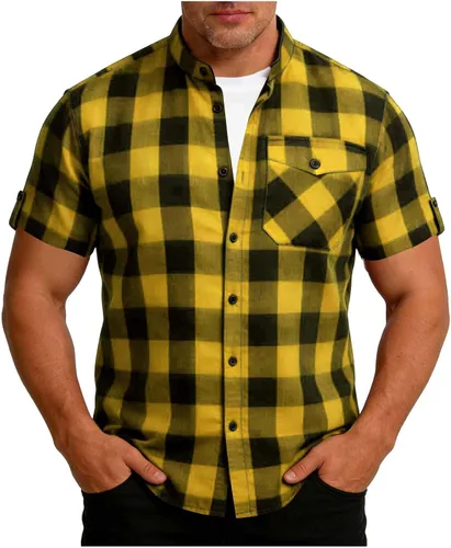 Vista 7 de Camisas de manga corta con botones para hombre, estilo occidental, con bolsillo, ligeras, transpirables, ajuste regular