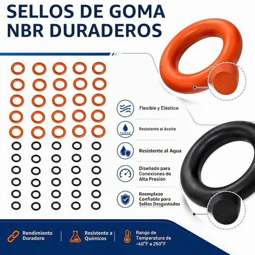 Vista 6 de Kit de 50 juntas tóricas para hidrolimpiadora a presión, sellos de repuesto de goma NBR de 1/4 y 3/8 pulgadas para Karcher Sun Joe Ryobi Greenworks