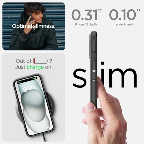 Vista 8 de Spigen Mag Armor MagFit - Funda diseñada para iPhone 15, para iPhone 14 (2023) [protección de grado militar] compatible con MagFit, color negro mate