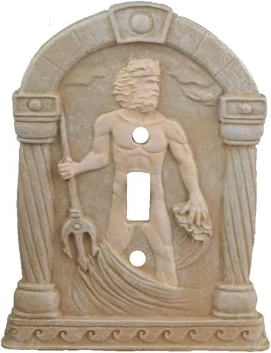 Vista 8 de Paquete Combo de BELLA HAUS DESIGN - Cubiertas para interruptores de luz esculpidas en 3D de Zeus y Poseidón - Placas de interruptor de palanca