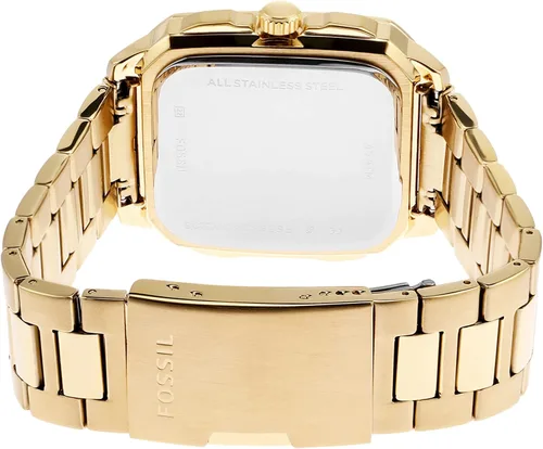 Vista 3 de Fossil Reloj cuadrado de acero inoxidable con inscripción de cuarzo para hombre