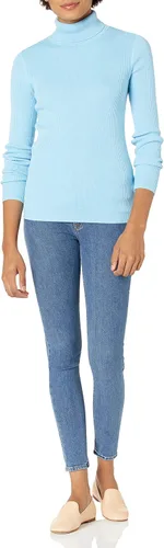 Vista 4 de Tienda Essentials Suéter ligero de manga larga y cuello alto para mujer