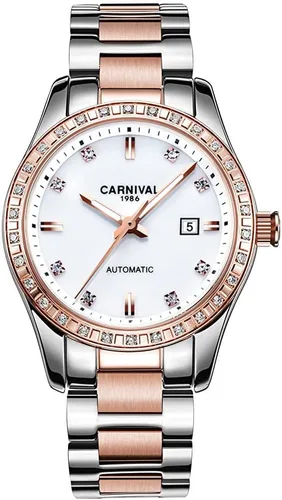 Vista 9 de LOREO Women's Automatic Watch Diamond-Accented Dress Watch for Women Self-Winding Mechanical Watch with Sapphire Crystal Stainless Steel Two-Tone