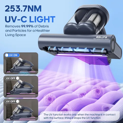 Vista 3 de Belife Aspirador de colchón M11 con UV y aire caliente para una limpieza