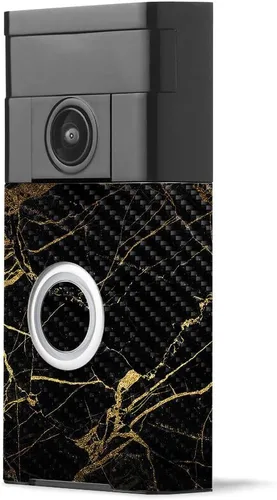 Vista 23 de MightySkins - Piel de fibra de carbono para timbre de video con anillo – Madera abstracta Acabado de fibra de carbono texturizado protector
