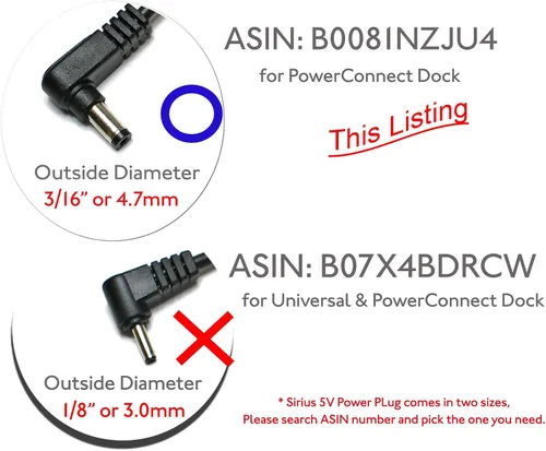 Vista 4 de EDO Tech Hardwire - Cargador de coche para Sirius XM Radio Satellite PowerConnect Dock Onyx Edge Lynx Stratus Docking Station