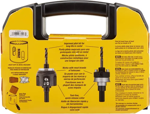 Vista 3 de Kit de sierras perforadoras bimetálicas DeWalt D180002 para electricistas.