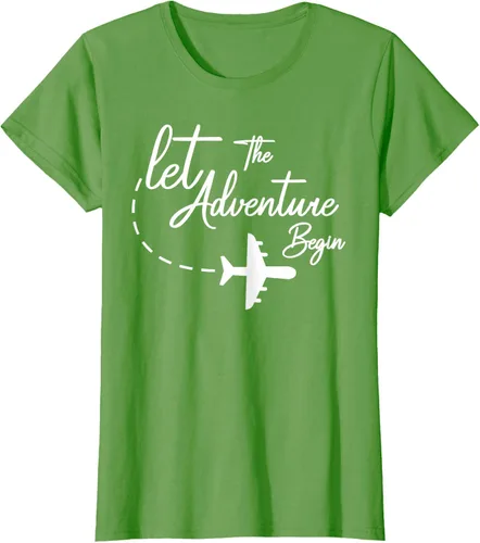 Vista 57 de Let The Adventure Begin - Camiseta inspiradora en modo de viaje en avión, Negro, S