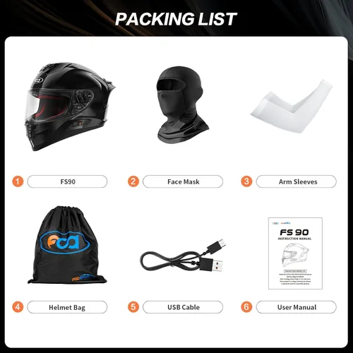 Vista 9 de Fodsports FS90 Full Face Motorcycle Helmet for Men Women, Dual Visor Motorbike Street Bike Integrated Helmet with LED Light DOT FMVSS-218 ECE22.05