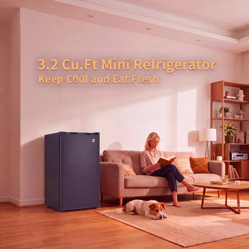 Vista 7 de Garvee Refrigerador compacto de 3.2 pies cúbicos Mini refrigerador de una puerta con funcionamiento silencioso y eficiente energéticamente