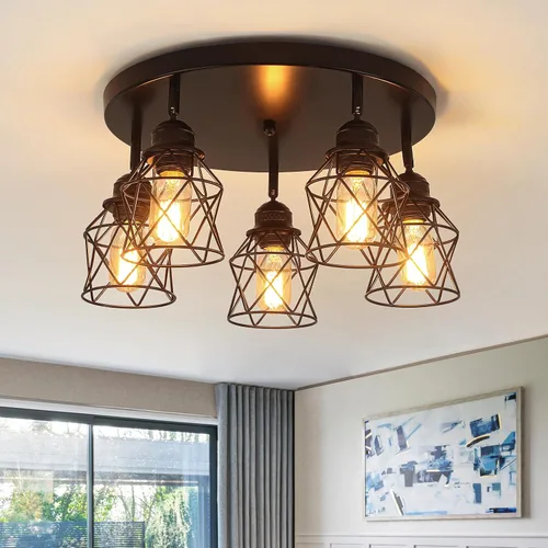 Vista 13 de Accesorios de iluminación de cocina - Lámpara de techo de 3 luces multidireccional con base E26, montaje empotrado ajustable para cocina de granja