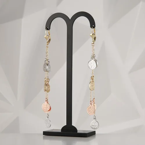 Vista 3 de HZMAN Aretes colgantes chapados en oro de 14 quilates para mujeres y niñas, estilo retro, religiosos, delicados, con borlas largas, rosario, regalo