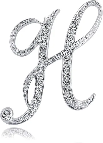 Vista 26 de ETHOON Broche de letras con inicial de diamantes de imitación para mujer, manualidades, plateado A-Z