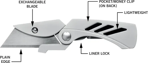 Vista 2 de Gerber Gear EAB Lite Pocket Razor Knife with Money Clip - EDC Gear Folding Stainless Steel Utility Knife with Box Cutter Blade for Everyday Carry