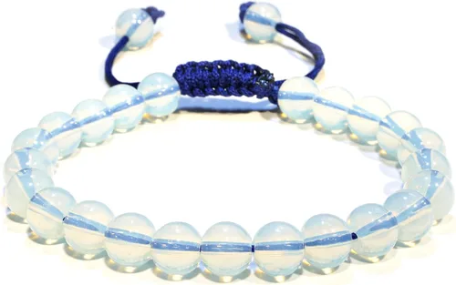 Vista 231 de Adjustable Crystal Bracelet – Gemstone Bead Bracelet with Adjustable Macrame String – Chic Gemstone Bracelet for Men and Women – 8mm Round Healing