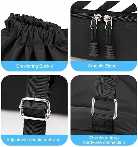 Vista 4 de 1 unidad, mochila deportiva, mochila, bolsa con cordón, natación, actividades al aire libre, fitness, camping, ciclismo, senderismo, Azul profundo