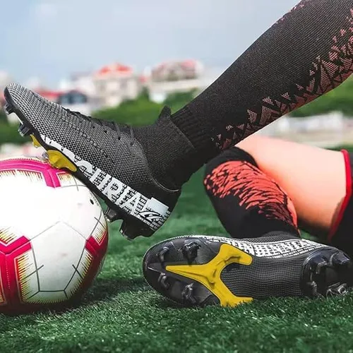 Vista 7 de UVCDE Zapatos de fútbol para hombre para fútbol atlético profesional CR TF Ground Outsoles AG Team Negro