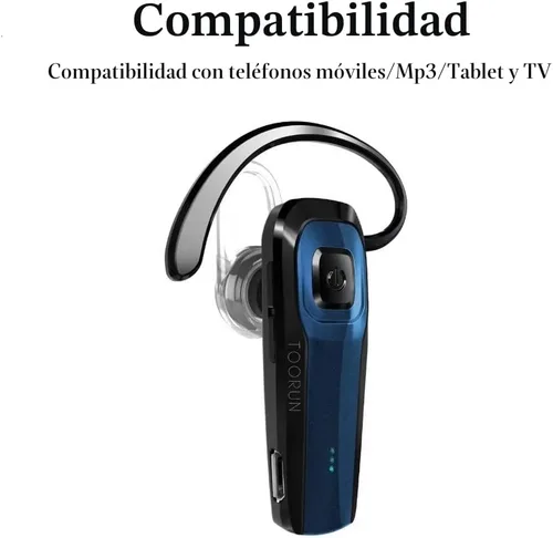 Vista 3 de TOORUN Auricular Bluetooth, M26 auricular Bluetooth manos libres V5.0 auricular inalámbrico con reducción de ruido y micrófono compatible