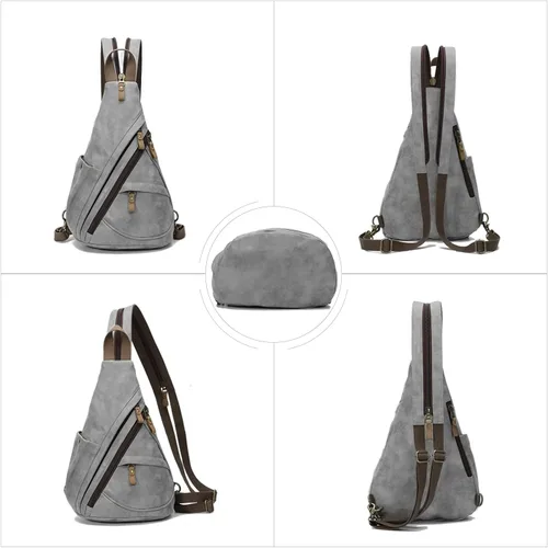 Vista 5 de KL928 Bolso bandolera de piel sintética Mochila pequeña cruzada de hombro, mochila casual para hombres y mujeres
