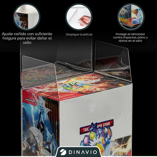 Vista 6 de Dinavio Crafthouse Paquete de 5 protectores de plástico PKMN Booster Box - Protectores de exhibición de cajas de refuerzo compatibles con cajas