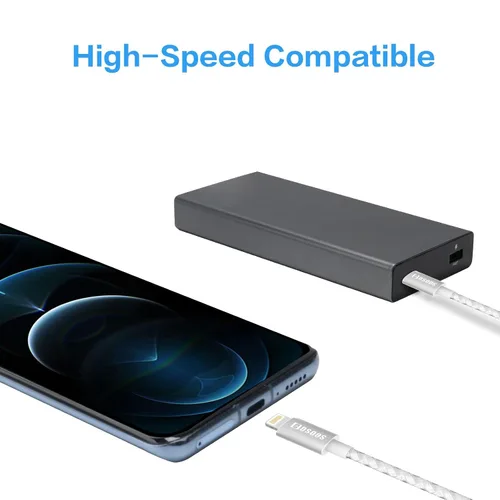 Vista 8 de COSOOS 2 cables cortos USB-C a iPhone, cable de alimentación de sincronización de carga rápida trenzado de nailon de 10 pulgadas/10.2 in, compatible