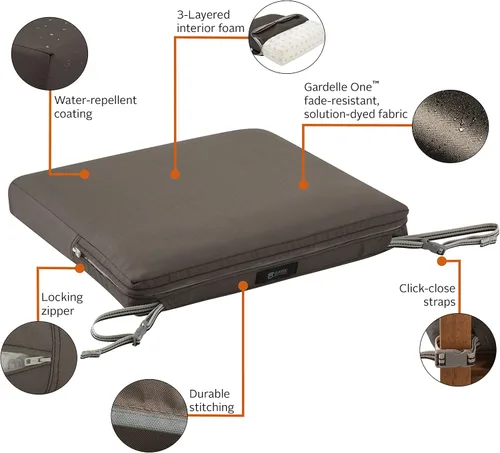 Vista 15 de Classic Accessories Ravenna - Cojín rectangular para asiento de patio, Gris topo oscuro