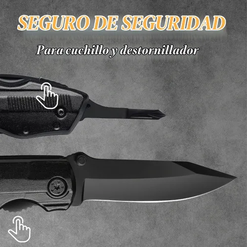 Vista 7 de Navaja multiherramienta RoverTac – Navaja de bolsillo de 15 en 1 con pelacables, cortador de alambre, 9 destornilladores, abridor de botellas