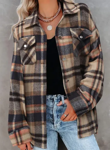Vista 164 de ZOLUCKY Chaqueta de manga larga con botones para mujer, talla grande, blusas