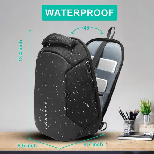 Vista 2 de Eurcool Bolsa de hombro para hombre, bolsa de mensajero pequeña, repelente al agua, bolsa cruzada para el pecho, para correr, senderismo, ciclismo