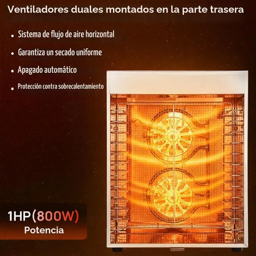 Vista 5 de Máquina deshidratadora de alimentos con 12 bandejas de acero Control de temperatura de 85 ° a 195 °F, potente 800 W, secadora de alimentos
