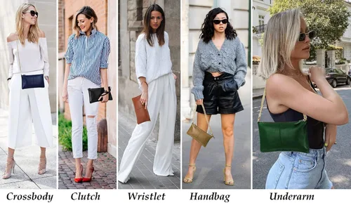Vista 3 de YALUXE Clutch Wristlet - Cartera de piel auténtica con bloqueo RFID y cadena de hombro