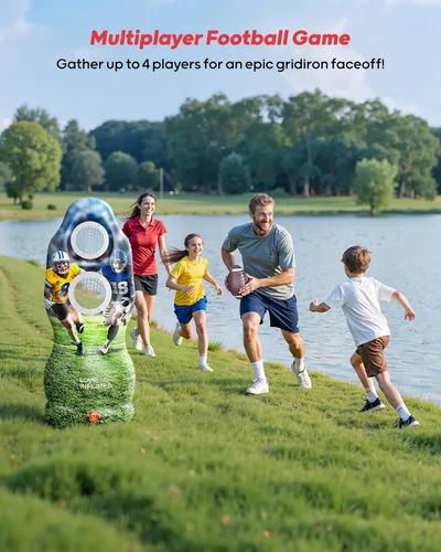 Vista 7 de QPAU Objetivo Inflable de Doble Agujero para Fútbol para Niños y Adultos, Juego de Lanzamiento de Tamaño Real para Patio Trasero con 4 Pelotas