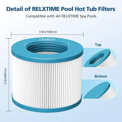 Vista 2 de Filtro de Bañera de Hidromasaje Compatible con Todos los Hot Tub RELXTIME, Filtros de Piscina, Reemplazo de Filtro de Spa, Cartuchos de Filtro