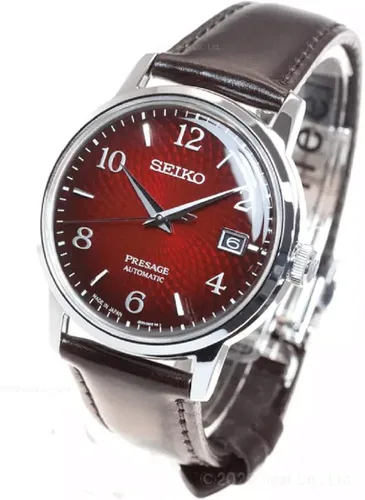 Vista 3 de Seiko Presage SRPE41J1 - Reloj automático con esfera roja para hombre Azul Correa