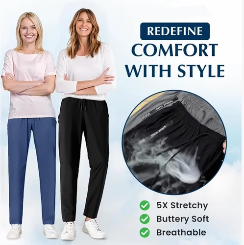 Vista 2 de Pantalones casuales de seda de hielo ultra elásticos para mujer de más de 50 años