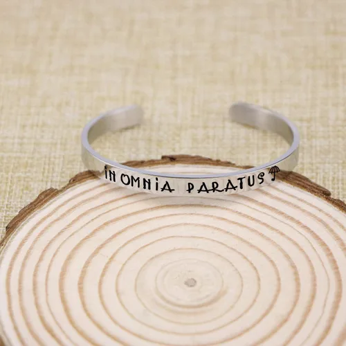 Vista 2 de Jvvsci Pulsera In Omnia Paratus, regalo motivacional inspirador, regalo para mejores amigos, el lema de la brigada de la vida y la muerte, listo