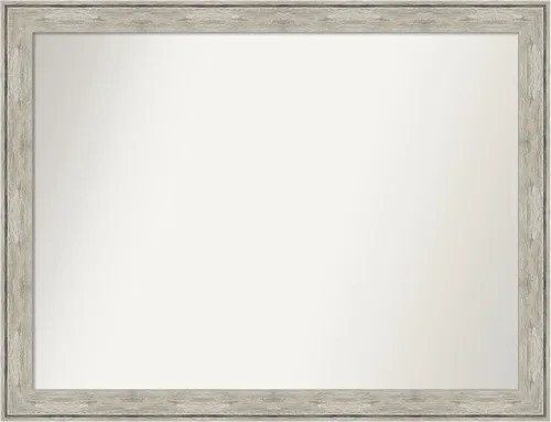 Vista 248 de Amanti Art Espejo de baño plateado para sobre el fregadero, 28 x 37 pulgadas, elegante espejo rectangular de peltre cepillado, marco de madera