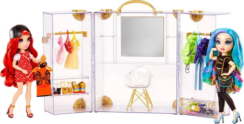 Vista 3 de Rainbow High Armario de moda de lujo para más de 400 looks. Juego portátil de acrílico transparente con más de 31 ropa y accesorios de muñeca