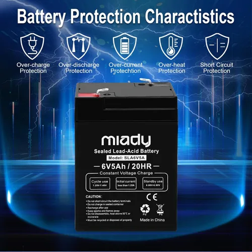Vista 3 de Miady Batería de plomo ácido sellada recargable de 6V 5Ah (paquete de 2)