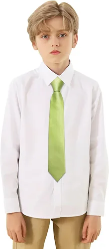 Vista 115 de Barry.Wang Corbata de niño regular seda tejida rayas sólido lazo bolsillo cuadrado