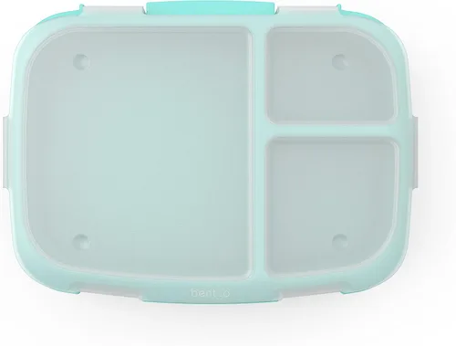 Vista 3 de Bentgo Fresh Tray (Aqua) con cubierta transparente, reutilizable, sin BPA, recipiente de preparación de comidas de 4 compartimentos con control