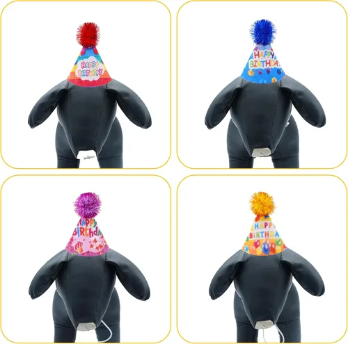 Vista 4 de 6 sombreros de fieltro para fiesta de cumpleaños para perros pequeños, cachorros, gatos