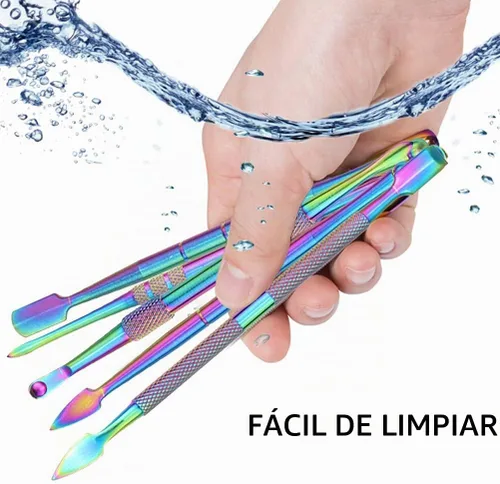 Vista 6 de Juego de herramientas de tallado de cera de 6 piezas, acero inoxidable de doble extremo, arco iris