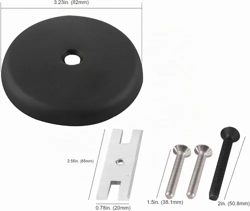 Vista 6 de Placa de desagüe de bañera de un solo orificio con tornillos a juego, fácil de instalar, negro mate