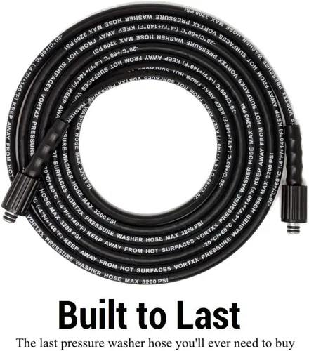 Vista 3 de Manguera de lavado a presión resistente de 1/4 pulgadas x 30 pies, M22-14mm, 3200 PSI, alambre de acero trenzado y chaqueta de goma sintética