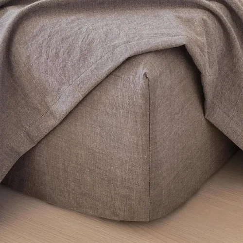 Vista 9 de MooMee Sábana bajera ajustable únicamente, 100% algodón lavado con textura tipo lino, transpirable, duradera, suave, cómoda, bolsillo profundo se