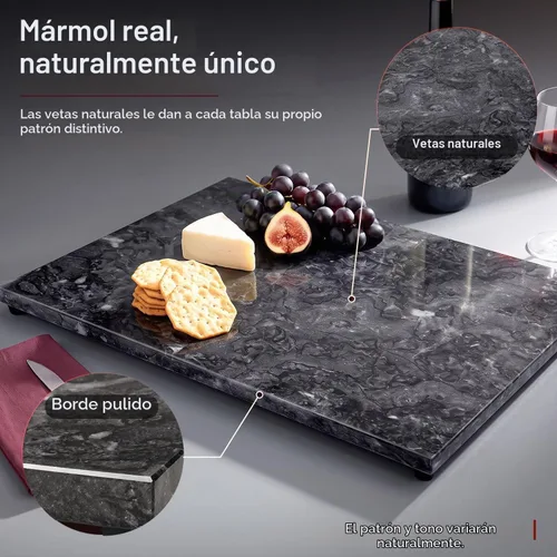Vista 5 de Flexzion Tabla de cortar de mármol para cocina, losa de piedra de 11.4 x Negro
