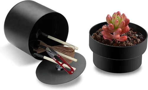 Vista 3 de Younion Caja fuerte de desviación para macetas con cerradura de llave, caja de seguridad secreta oculta, perfecta para ocultar los objetos de valor