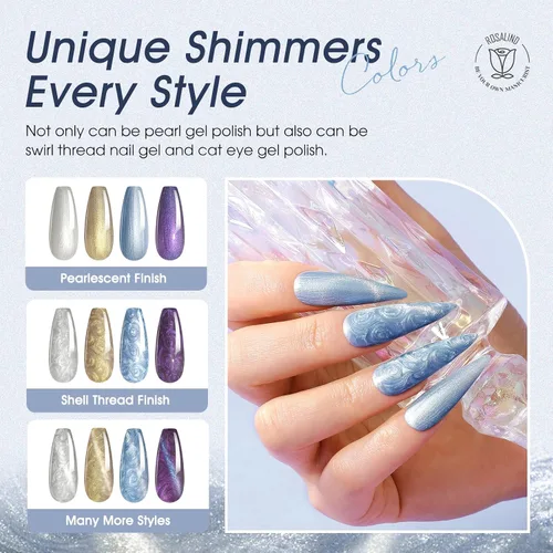 Vista 3 de ROSALIND Esmalte de uñas de gel de ojo de gato con imán, 12 piezas, esmalte de uñas de gel brillante holográfico púrpura azul rojo, esmalte de uñas