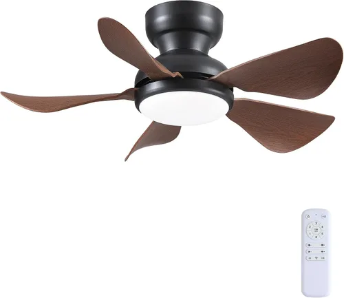 Vista 27 de Kviflon Ventiladores de techo de 46 pulgadas modernos con luces, ventilador de techo de montaje empotrado con control remoto/APP, 3 aspas curvas